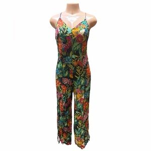 Farm Rio  V-Neck Wide-Leg Jumpsuit - Black Multi